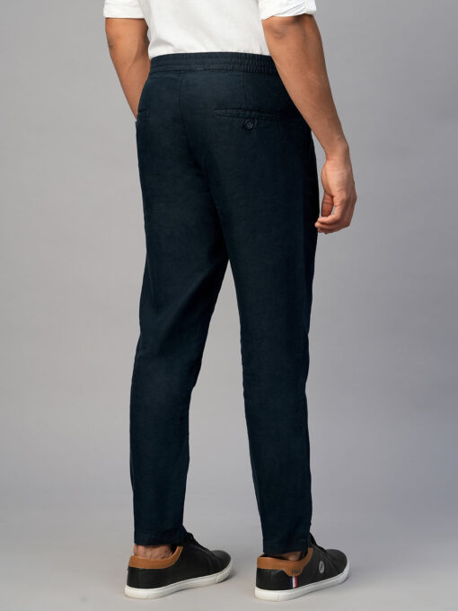 Men's Navy 100% Linen Regular Fit Pant - Image 5