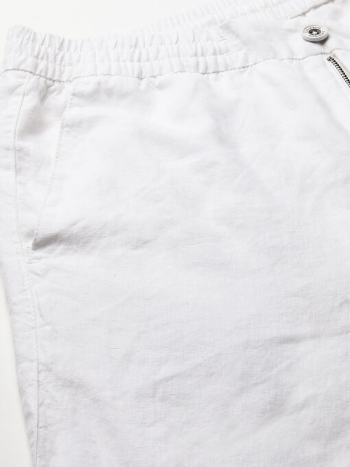 Men's White 100% Linen Regular Fit Pant - Image 7