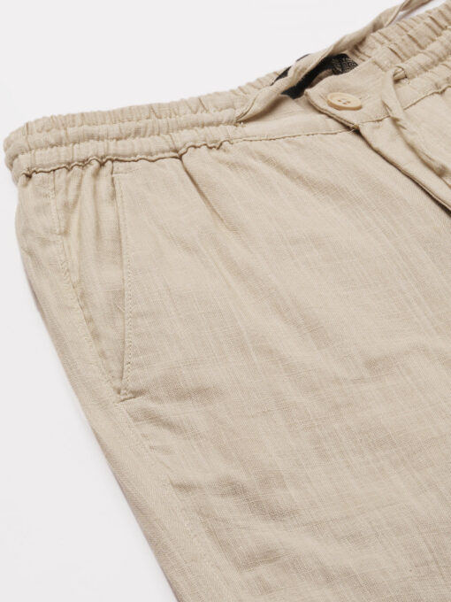 Men's Khaki Cotton Regular Fit Pant - Image 7