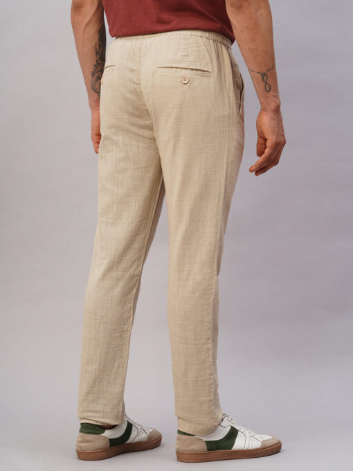 Men's Khaki Cotton Regular Fit Pant - Image 5