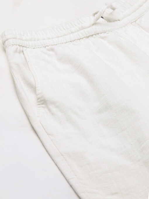 Men's White Cotton Regular Fit Pant - Image 7