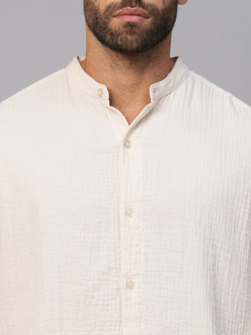 Men's Offwhite Cotton Regular Fit Shirt - Image 7