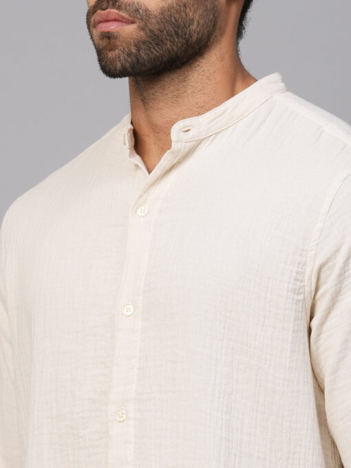 Men's Offwhite Cotton Regular Fit Shirt - Image 8