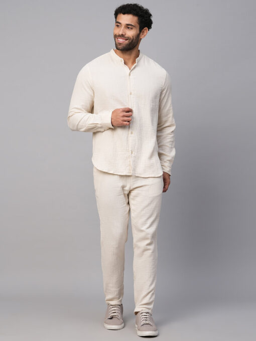 Men's Offwhite Cotton Regular Fit Shirt - Image 2