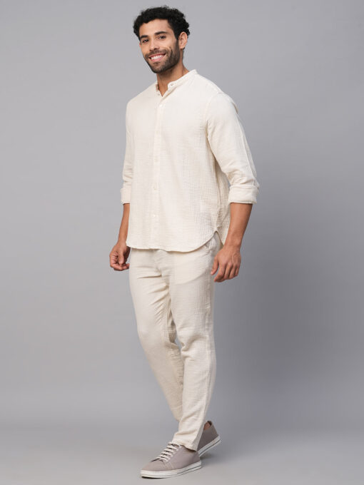 Men's Offwhite Cotton Regular Fit Shirt - Image 3