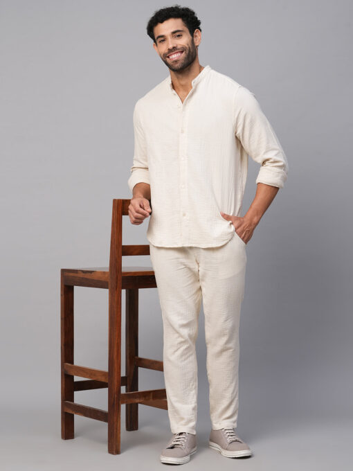 Men's Offwhite Cotton Regular Fit Shirt - Image 6