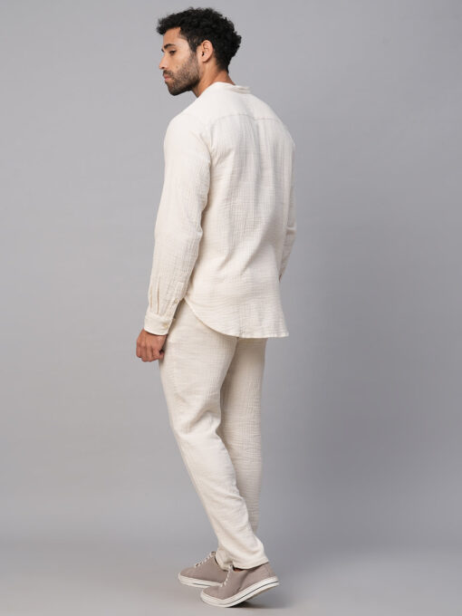 Men's Offwhite Cotton Regular Fit Shirt - Image 5