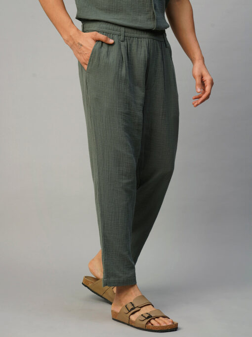 Men's Grey Cotton Slim Fit Pant - Image 4