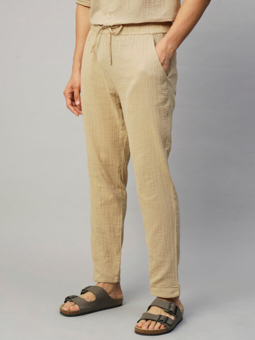 Men's Khaki Cotton Slim Fit Pant - Image 3