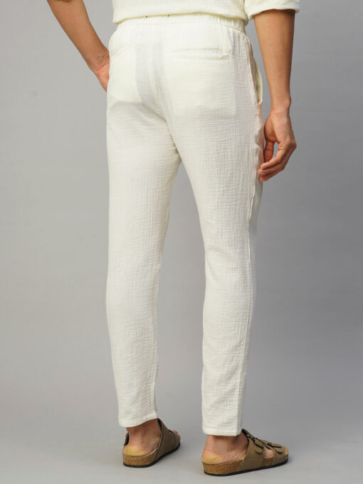 Men's White Cotton Slim Fit Pant - Image 5