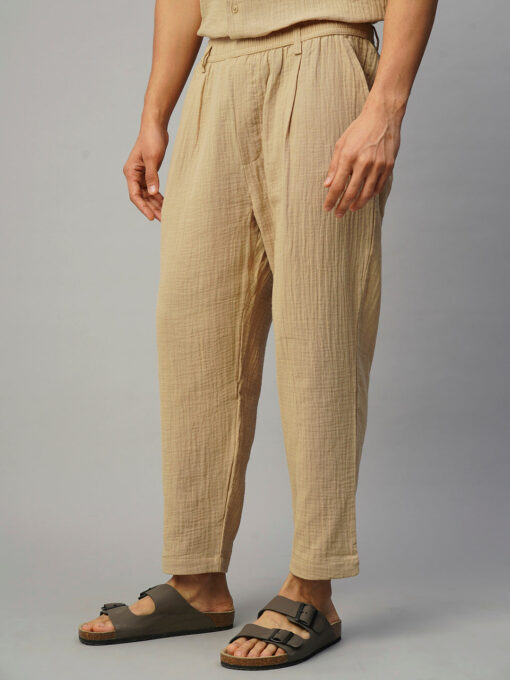 Men's Khaki Cotton Loose Fit Pant - Image 3