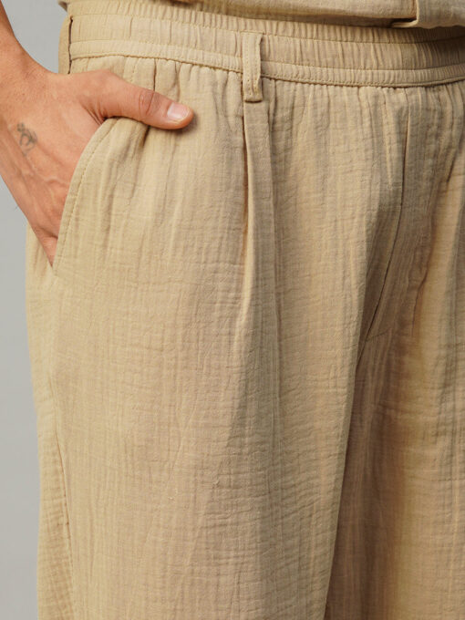 Men's Khaki Cotton Loose Fit Pant - Image 6