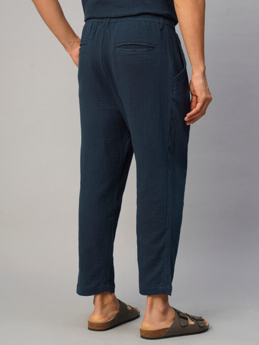 Men's Navy Cotton Loose Fit Pant - Image 5