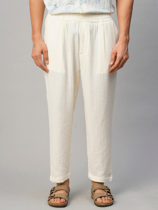 Men's White Cotton Loose Fit Pant - Image 2