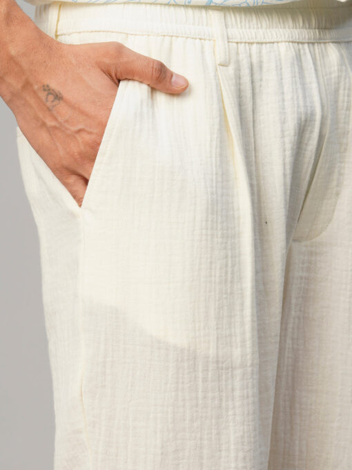 Men's White Cotton Loose Fit Pant - Image 6