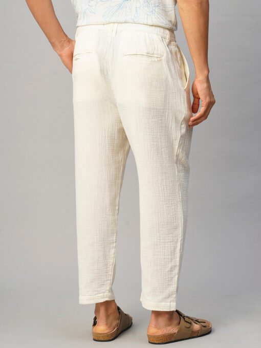 Men's White Cotton Loose Fit Pant - Image 5