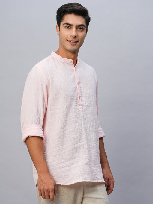 Men's Pink Cotton Regular Fit Shirt - Image 4