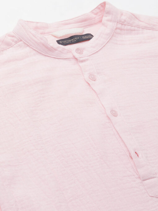 Men's Pink Cotton Regular Fit Shirt - Image 8