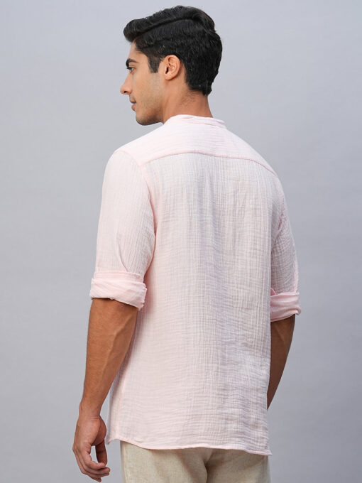 Men's Pink Cotton Regular Fit Shirt - Image 5