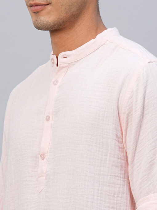 Men's Pink Cotton Regular Fit Shirt - Image 7