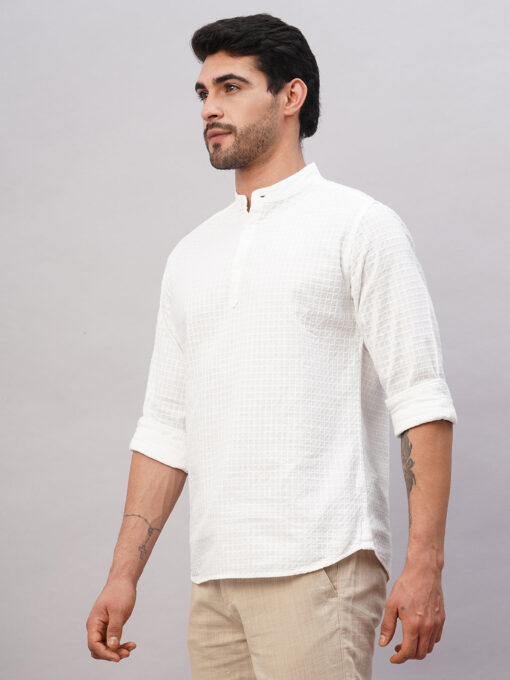 Men's White Cotton Regular Fit Shirt - Image 3