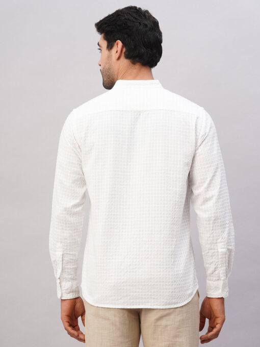 Men's White Cotton Regular Fit Shirt - Image 5