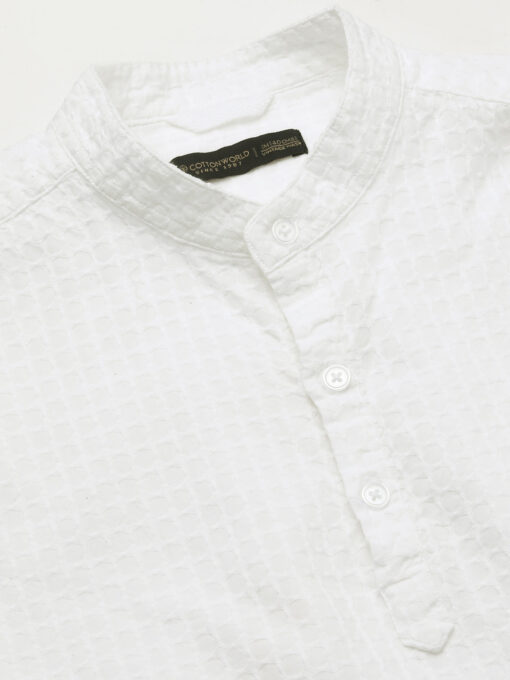 Men's White Cotton Regular Fit Shirt - Image 8