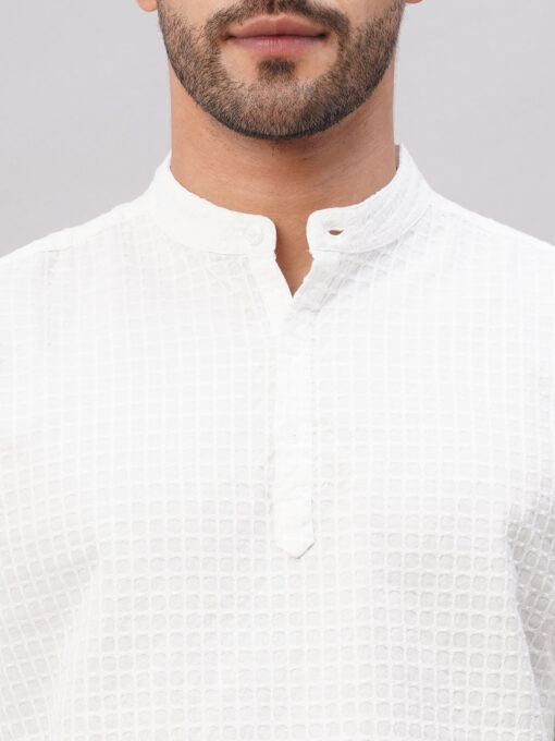 Men's White Cotton Regular Fit Shirt - Image 6