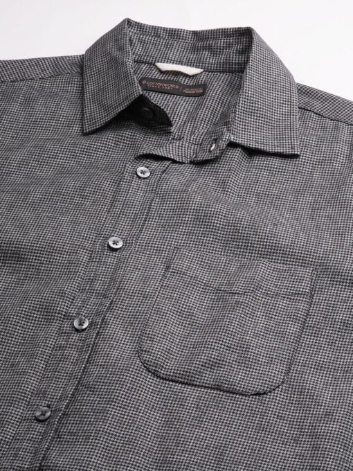 Men's Black Cotton Regular Fit Checked Shirt - Image 8