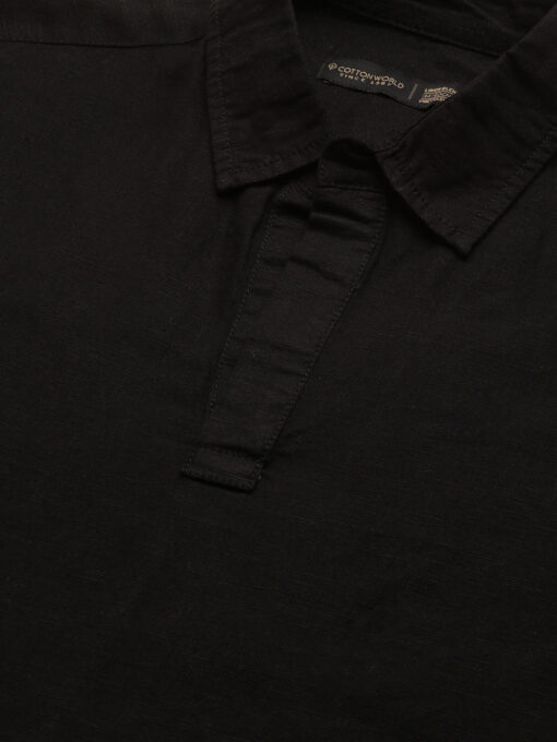 Men's Black 100% Linen Kurta Shirt - Image 8