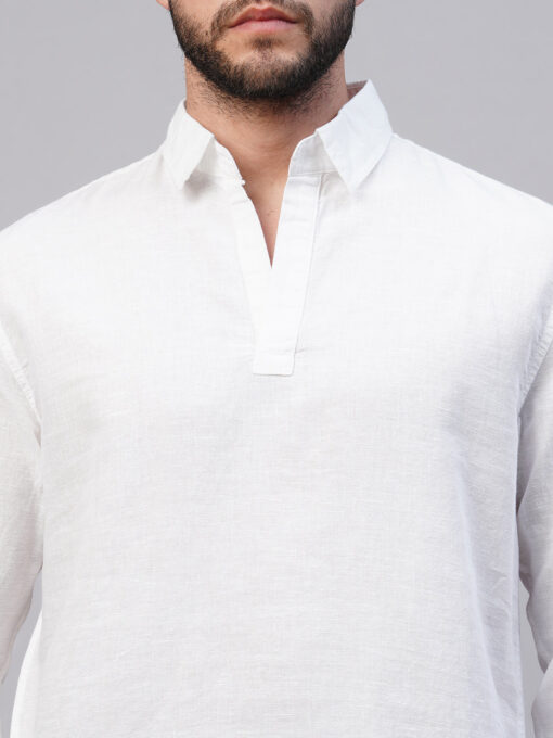 Men's White 100% Linen Kurta - Image 7