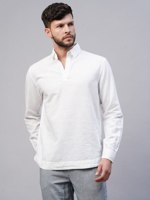 Men's White 100% Linen Kurta - Image 5