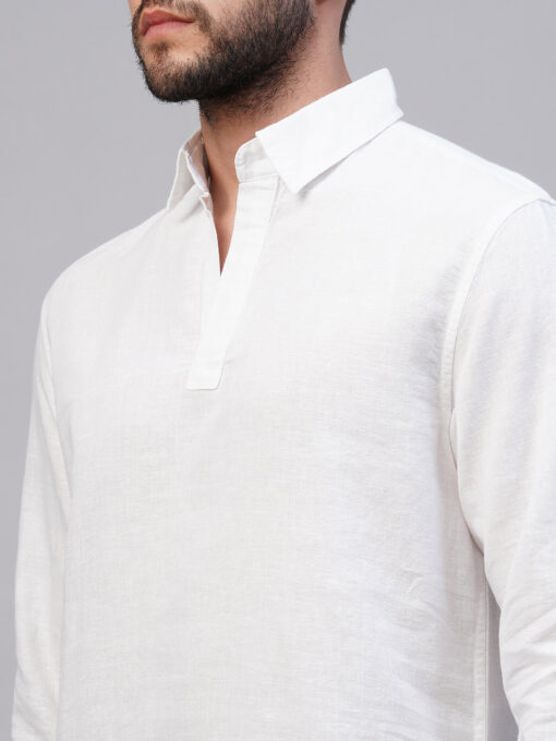 Men's White 100% Linen Kurta - Image 8