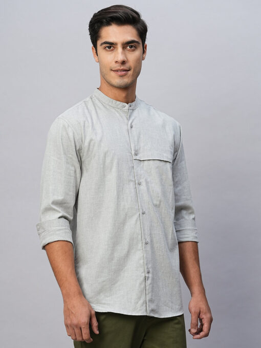 Men's Grey Cotton Regular Fit Shirt - Image 4