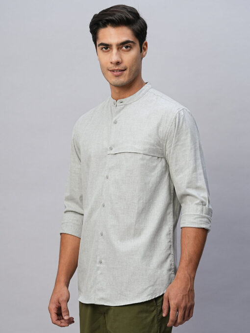 Men's Grey Cotton Regular Fit Shirt - Image 5