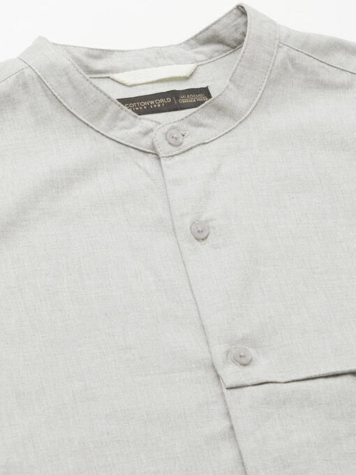 Men's Grey Cotton Regular Fit Shirt - Image 9