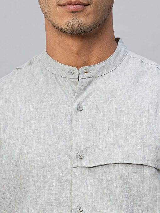 Men's Grey Cotton Regular Fit Shirt - Image 7