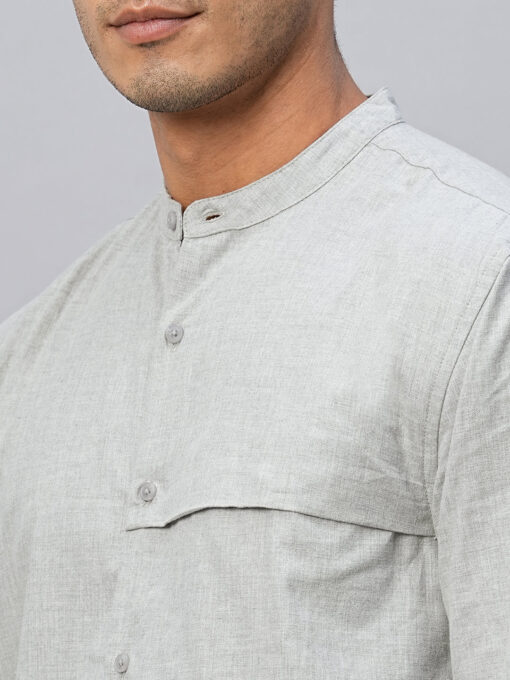 Men's Grey Cotton Regular Fit Shirt - Image 8