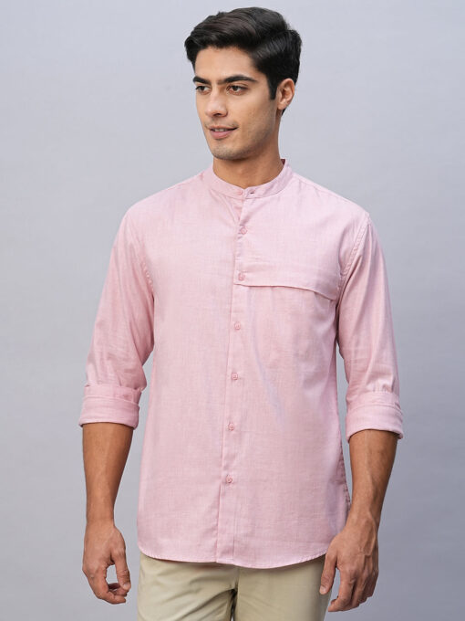 Men's Pink Cotton Regular Fit Shirt - Image 2