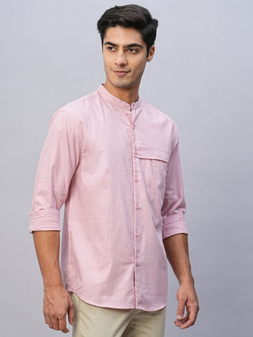 Men's Pink Cotton Regular Fit Shirt - Image 3