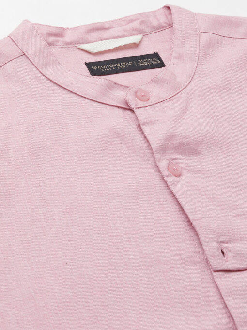 Men's Pink Cotton Regular Fit Shirt - Image 8