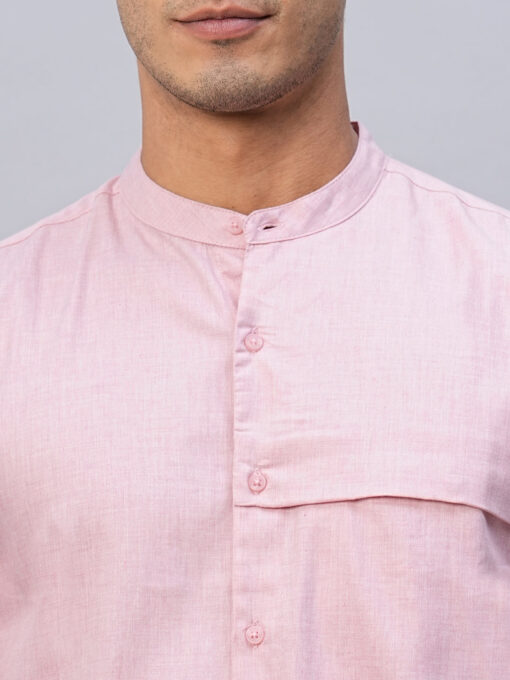 Men's Pink Cotton Regular Fit Shirt - Image 6