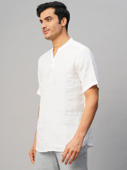 Men's White 100% Linen Slim Fit Shirt - Image 3