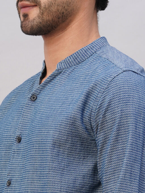 Men's Blue Cotton Regular Fit Shirt - Image 7