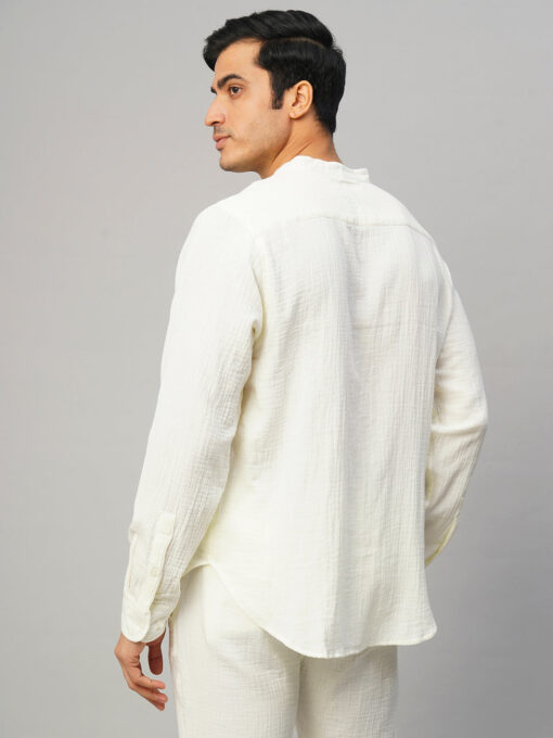 Men's White Cotton Loose Fit Shirt - Image 5