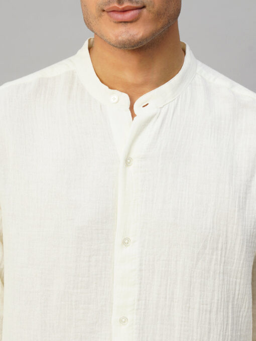 Men's White Cotton Loose Fit Shirt - Image 6