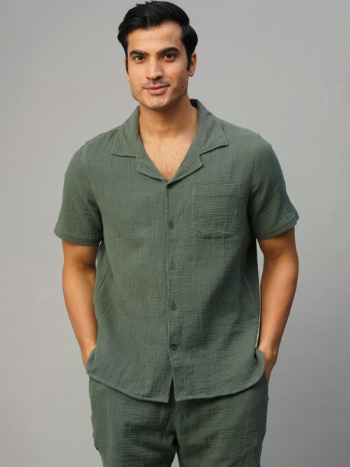 Men's Grey Cotton Loose Fit Shirt - Image 2