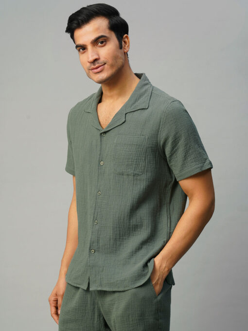 Men's Grey Cotton Loose Fit Shirt - Image 3