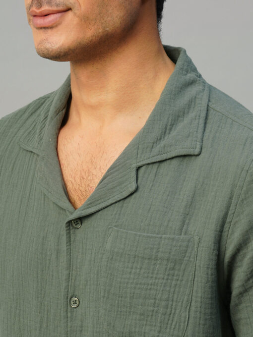 Men's Grey Cotton Loose Fit Shirt - Image 7