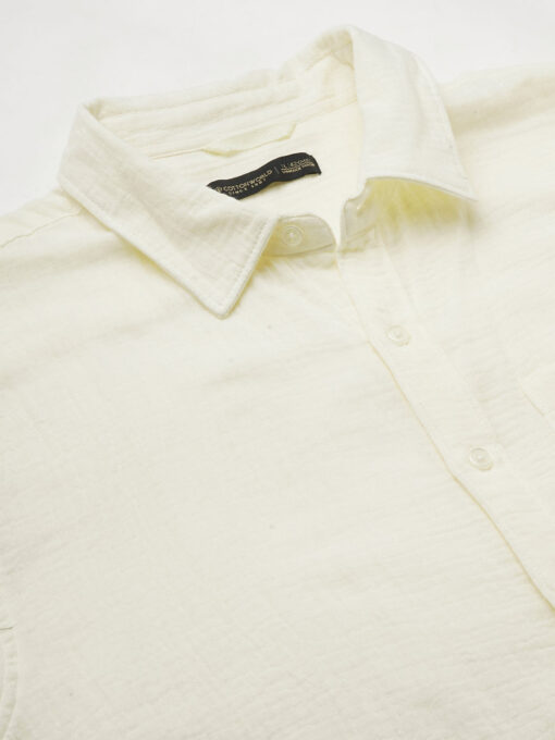 Men's White Cotton Loose Fit Shirt - Image 8